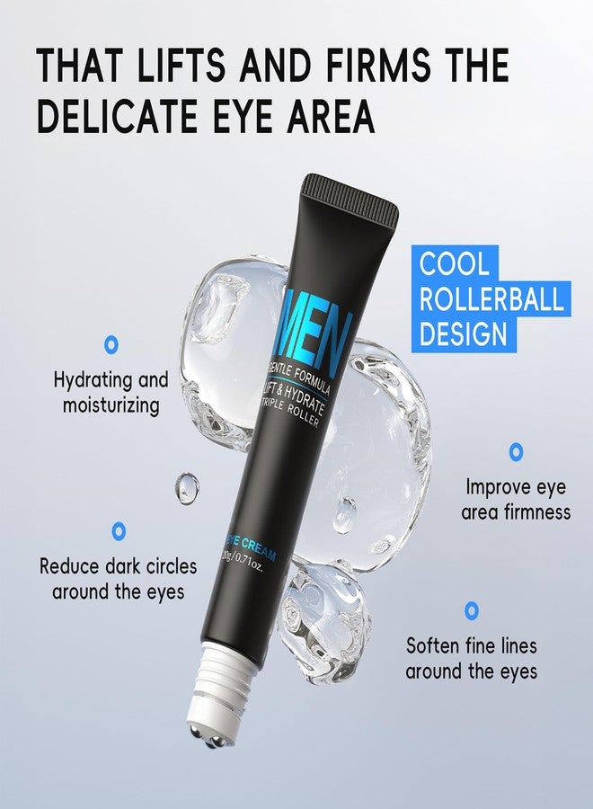 MIESCHER Men Eye Cream, Men's Under Eye Cream For Puffy Eyes & Dark Circles Treatment, Hydrating Triple-Roller Massage Designed, Firming, Soften Fine Lines, Cooling Stick For Puffiness Reducer 0.71oz. - Image 4